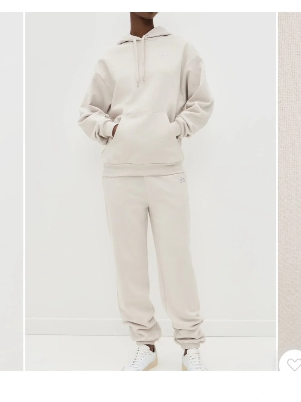 ALO Accolade Set Hoodie & Sweatpants Pants Small Hoodie Medium Bone Ivory Set